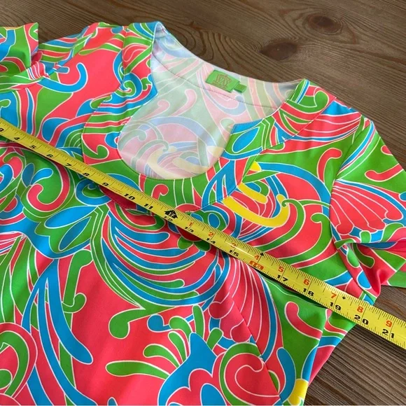 KATHERINE WAY BOLD MOD LONG SLEEVE SUMMER DRESS BOLD COLORFUL PRINT 1960s 1970s - Picture 10 of 13